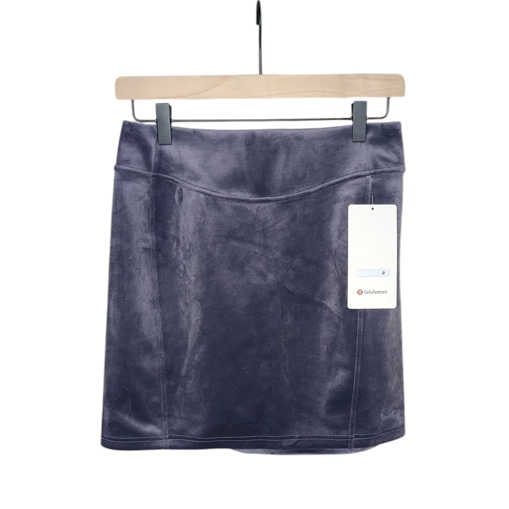 Lululemon Scuba High Rise Velvet Y2K Athleisure Mini Skirt Small Purple Gray NWT